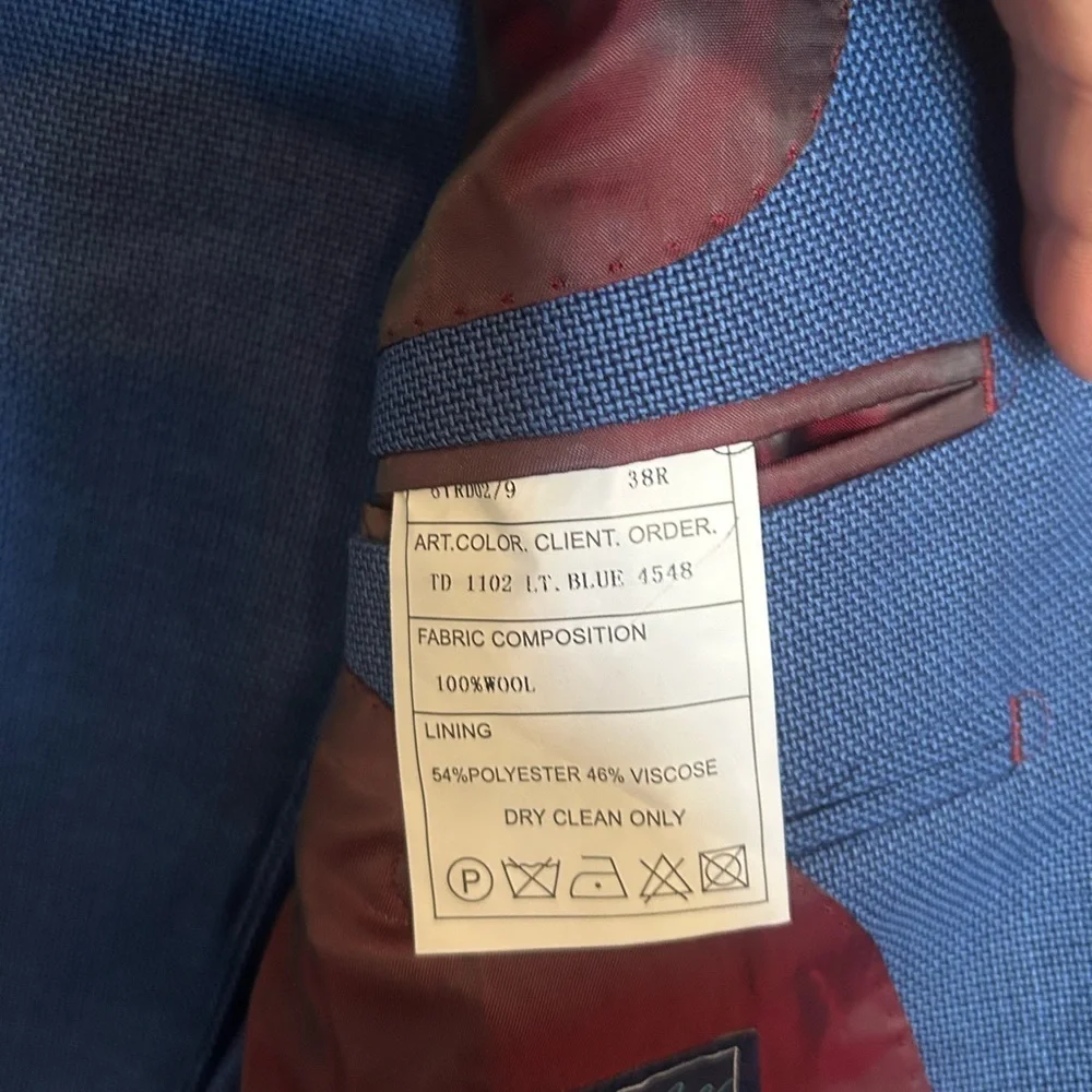 Trend Maxman Italian Drago Blue Wool Blazer -38R- Classic Tailored Jacket